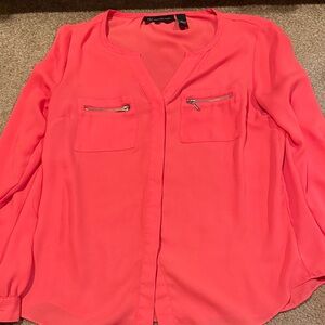 INC International Concepts Vibrant Pink Blouse with Zipper Details